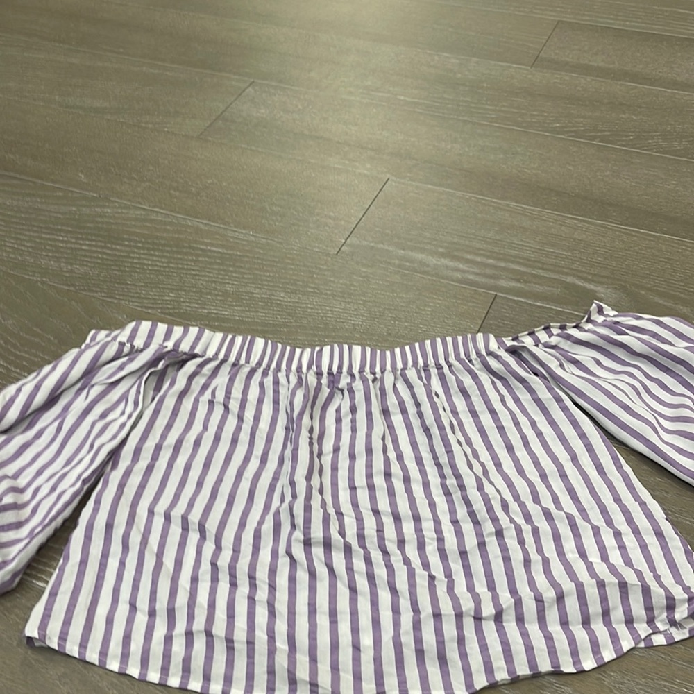 Striped boatneck cold shoulder top